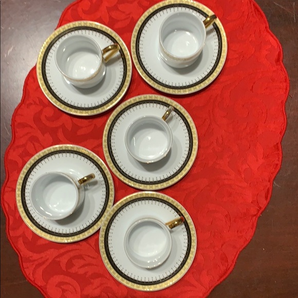 Set of 5 porcelain coffee cup and saucers - Picture 7 of 8